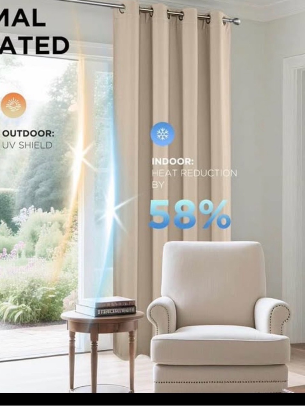 Blackout Curtains 108 “ Length 2 Panels Set, Thermal Insulated Long Curtains